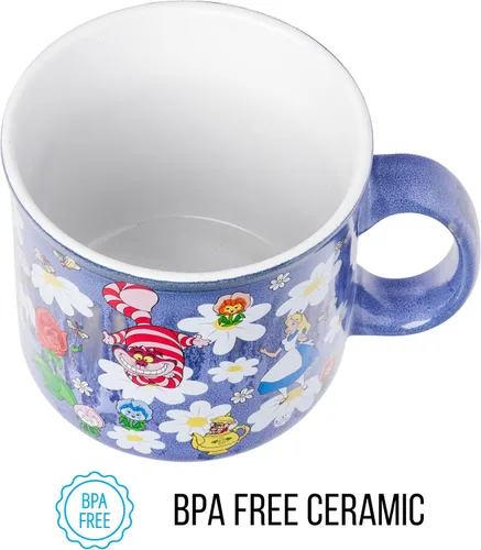 Miniatura 6 de Taza de cerámica con esmalte reactivo de Alice en el País de las Maravillas de Disney de Silver Buffalo con diseño de Alicia, Gato de Cheshire