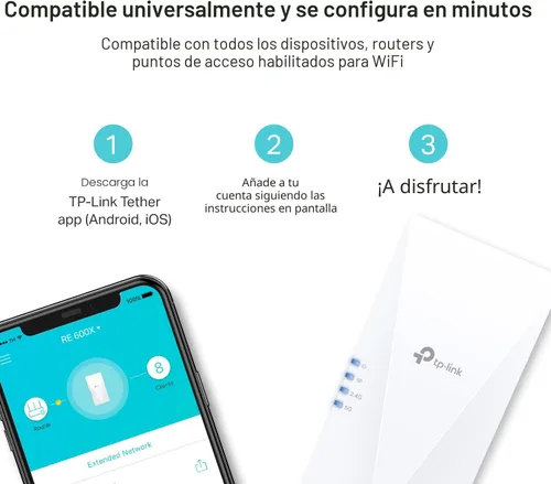 Miniatura 6 de TP-Link Extensor Amplificador de Internet AX1800 WiFi 6, cubre hasta 1500 pies cuadrados y 30 dispositivos, repetidor amplificador de señal