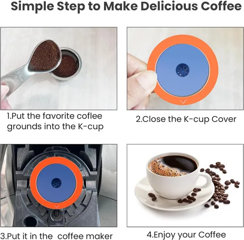 Miniatura 5 de Tazas reutilizables de acero inoxidable K Cups para Keurig 2.0 y 1.0, cápsulas de café reutilizables para cafetera Keurig, paquete de 2 tazas K Cups