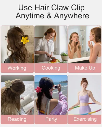 Miniatura 6 de 6 pinzas para el cabello de flores, pinzas grandes para cabello grueso, mate, antideslizantes, de sujeción fuerte, lindas pinzas de margarita