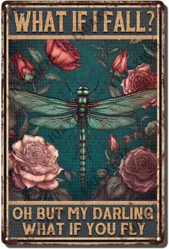 Miniatura 8 de LIUAXICIA Letreros divertidos de metal con texto en inglés «Into The Forest I go to Lose My Mind and Free My Soul Dragonfly», decoración de pared