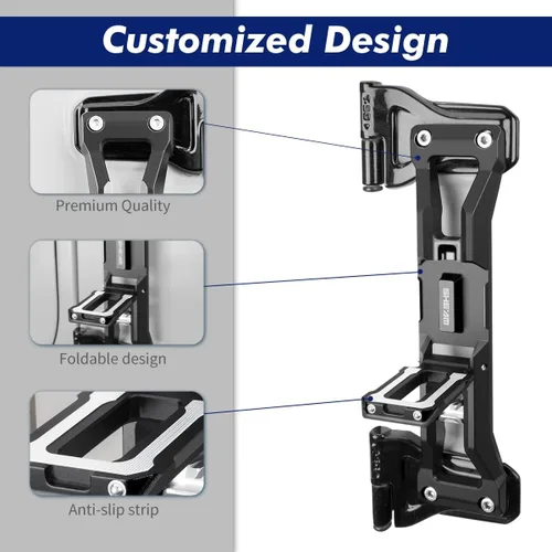 Miniatura 2 de Pedal plegable de bisagra de puerta compatible con Jeep Wrangler JK JL JLU Gladiator JT 2007-2023, excepto Gladiator 2021: aleación de aluminio