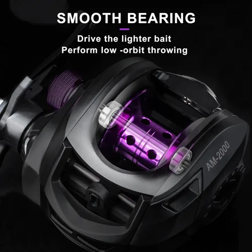 Miniatura 5 de Carrete de baitcasting, carrete de pesca, sistema de frenado magnético, arrastre máximo de 17.6 libras, relación de engranajes 7.2:1 y 6.3:1