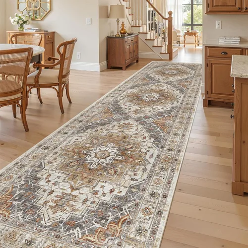 Miniatura 856 de Madane Tapete lavable de 2 x 10 pies para pasillo, cocina, recibidor, clásico, suave, antideslizante para interiores, casa de campo, baño, sala