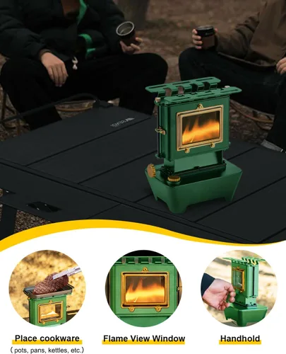 Miniatura 4 de Linterna de aceite para camping, lámpara de aceite con estufa de cocina, lámpara de combustible para exteriores, lámpara de aceite portátil, Verde