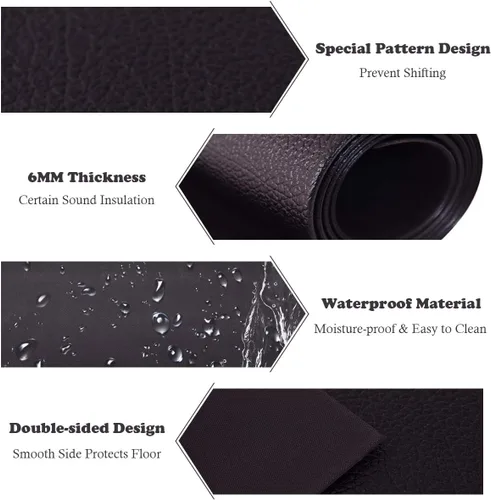 Miniatura 3 de Goplus Alfombrilla gruesa para caminadora para suelos de madera dura, PVC impermeable de alta densidad, almohadilla protectora de suelo