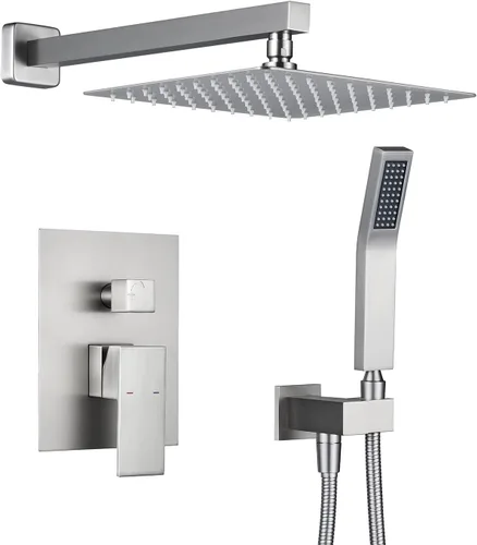 Sistema de Ducha Artiqua 10 Pulgadas Juego Combinado de Ducha de Lluvia de Montaje en Pared de Níquel Cepillado Grifos de Baño con Cabezal de Ducha