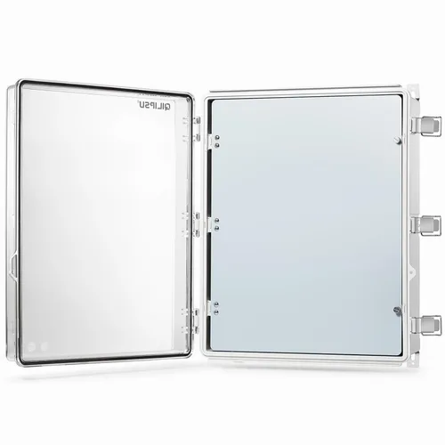 Miniatura 17 de QILIPSU - Caja de conexiones de acero inoxidable con tapa, bisagras y placa de montaje, universal, impermeable IP67, plástico ABS, gris, recinto