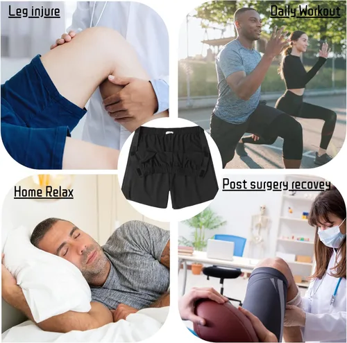 Miniatura 6 de Deyeek Pantalones cortos deportivos unisex para hombre, pantalones cortos de algodón con bolsillos para después de la cadera y la rodilla