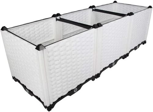 Miniatura 29 de Hershii Kits de cama elevada de jardín, contenedores rectangulares de plástico para plantas profundas, para interiores y exteriores, verduras, Blanco