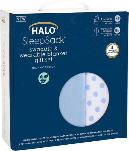 Miniatura 6 de HALO Sleepsack Swaddle 3-6 Months and Wearable Blanket 6-12 Months 100% Organic Cotton 2-Piece Gift Set with Box, TOG 1.5 Fresa - Caja de regalo
