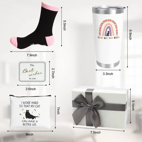 Miniatura 5 de UAREHIBY Regalos para Mamá de Gatos para Mujeres, Vaso Térmico para Vino de 20 OZ Regalo para Amantes de los Gatos, Regalo de Loca de los Gatos