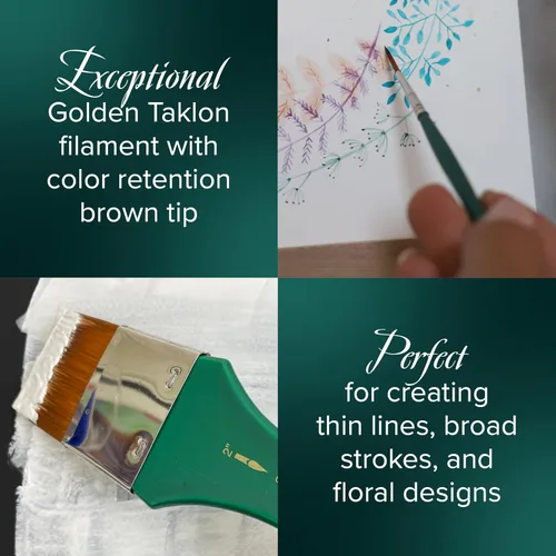 Miniatura 4 de Silver Brush 6808S-1 Crystal Golden - Cepillo de filamentos sintéticos de mango corto con punta marrón y virolas de latón niquelado, lavado