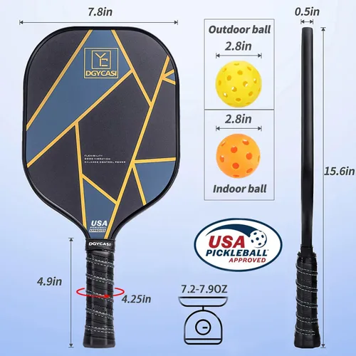 Miniatura 3 de YC DGYCASI Pickleball Paddles Set of 2, USAPA Approved Carbon Fiber Pickleball Set, Lightweight Pickle Ball Rackets 2 Pack, 2 Outdoor Pickleball, 2