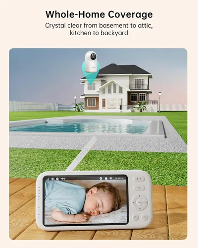 Miniatura 3 de Jartoo Monitor de bebé de video 2K con cámara y audio, monitor de bebé de largo alcance de 1860 pies sin WiFi Pantalla FHD de 5.5 pulgadas, cámara