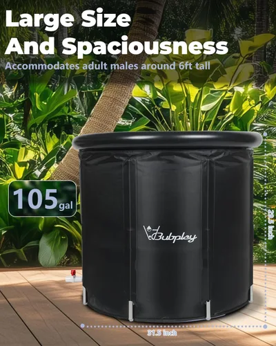 Miniatura 7 de XL - Bañera de hielo para atletas y adultos, bañera de hielo de 105 galones, bañera fría con cubierta para interiores y exteriores, bañera