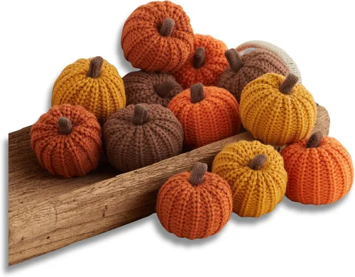 Miniatura 21 de Your Heart's Content Juego de 5 mini calabazas de punto, regalo pensativo, favorito de otoño, rellenos de cuencos de otoño, decoración de bandeja