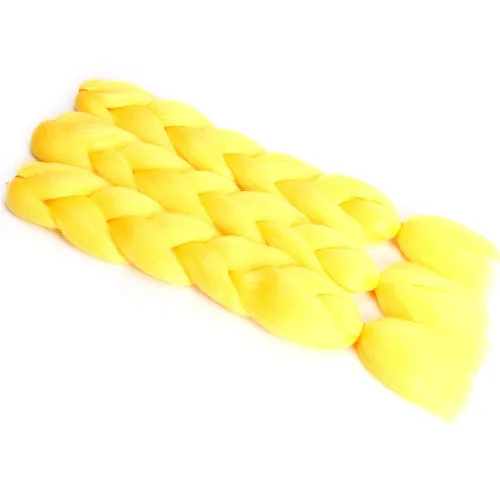Miniatura 4 de Extensiones de cabello trenzado de color amarillo jumbo, trenzas gigantes para trenzas de caja trenzada, cabello de fibra sintética de alta calidad