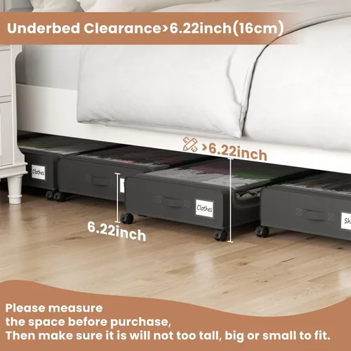 Miniatura 5 de Contenedores de almacenamiento debajo de la cama con tapa transparente, almacenamiento grande debajo de la cama con ruedas, contenedores de 6.22