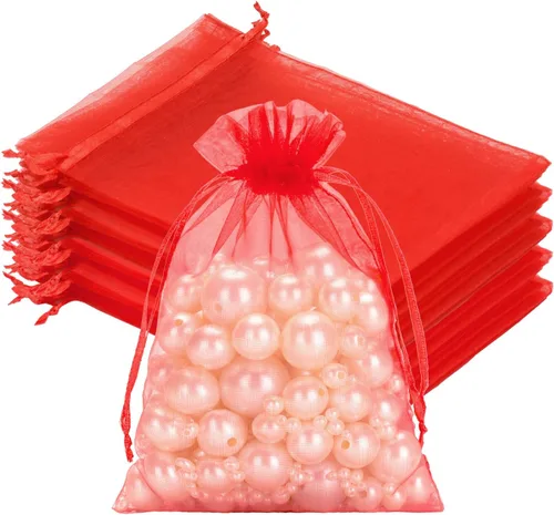 Miniatura 33 de Joycraft 50 bolsas de organza, bolsas de tul transpirables doradas de 4 x 6 pulgadas con cordón, bolsa de malla transparente para recuerdos de boda