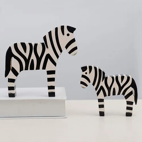 Miniatura 4 de Feng Chino Shui Estatua Escultura Estilo Nórdico Madera Cebra Escritorio Decoración Creativa Animal Madera Tallado Decoración del Hogar Regalo