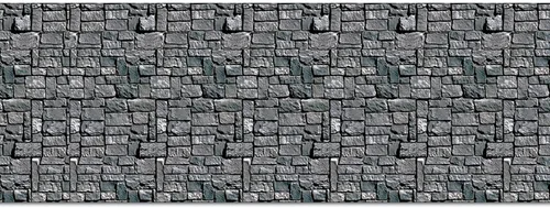 Beistle Fondo de pared de piedra de ladrillo, 4 x 30 pies, decoraciones medievales para fiestas, fondo de decoración medieval, fondo de fotos,