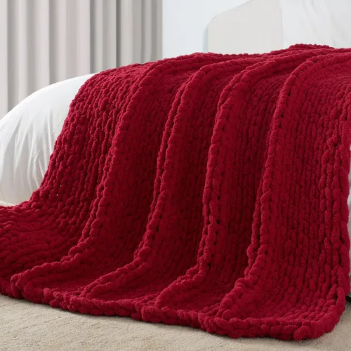 Miniatura 23 de Carriediosa Manta de Punto Grueso 50" x 60", 100% Hecha a Mano, Grande con Hilo de Felpilla en Bucle, Mantas Suaves y Esponjosas para Sofá, Cama