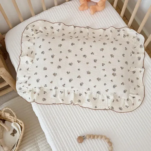 Miniatura 32 de BuLuTu Funda de almohada de algodón para niños pequeños, tamaño estándar, estampado de flores de Galsang, suave funda de almohada de viaje con borde