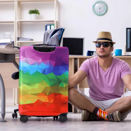 Miniatura 6 de Sweetude Funda de equipaje de viaje, lavable, protector de maleta con diseño de rombos geométricos, para equipaje de 18 a 28 pulgadas, 3 tamaños