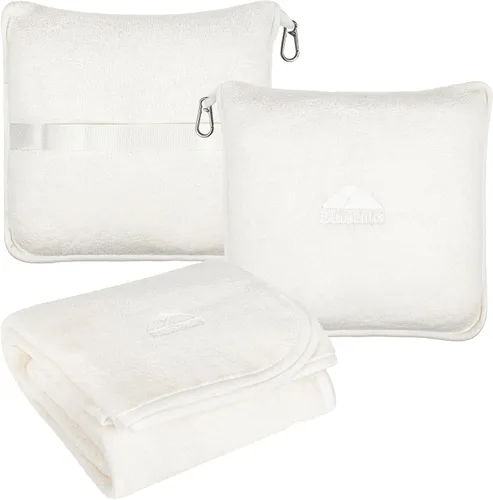 Miniatura 26 de BlueHills - Manta y almohada premium suave y alta para viajes en avión, esenciales para vuelos largos, manta larga para llevar en la bolsa con clip