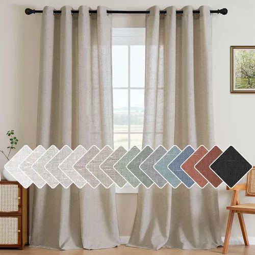 Miniatura 28 de H.VERSAILTEX Elegant - Cortinas texturizadas de lino natural mezclado con eficiencia energética, filtrado de luz, con ojales de níquel