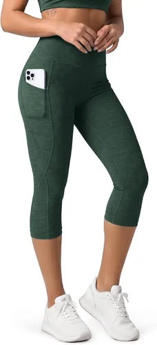 Miniatura 81 de ODODOS - Leggings capri de cintura alta para mujer con bolsillos, control de abdomen, no se transparentan, para entrenamiento atlético, running