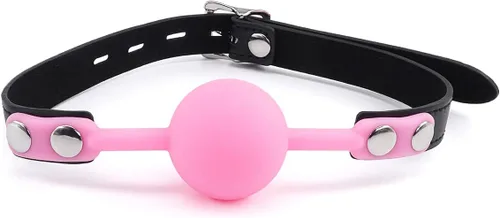 Miniatura 10 de CLROY® Juguetes de cuero para bondage, mordaza de boca abierta de piel sintética con barra de silicona, restricciones de bondage, mordida, juguetes