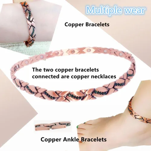 Miniatura 5 de Pulseras magnéticas de cobre para mujer - 99.99% pulseras magnéticas de cobre puro