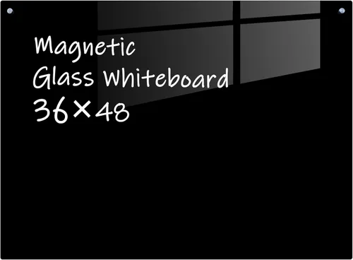 Pizarra negra magnética de cristal, 48 x 36 pulgadas, sin marco, pizarra de borrado en seco para pared, tablero de vidrio montado en la pared,