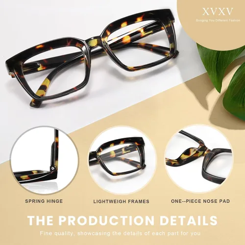 Miniatura 6 de XVXV Reading Glasses for Women Men - Blue Light Blocking Readers Oversize Square Anti Glare with Spring Hinge Mix1
