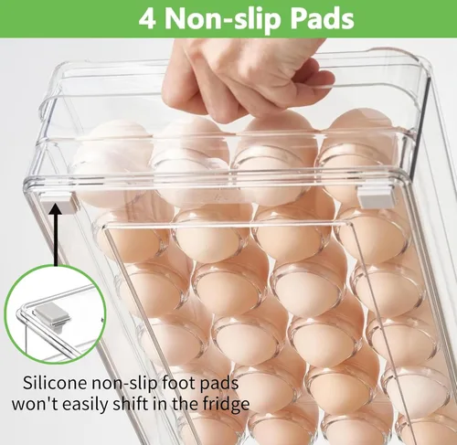 Miniatura 3 de vacane Soporte para huevos de capacidad para 24 contenedores organizadores de refrigerador, contenedor de almacenamiento de huevos sin BPA