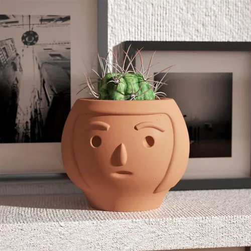 Miniatura 2 de BOOWAN NICOLE Molde de maceta de cara de hormigón, lindo cabezal suculento plantador que hace herramientas