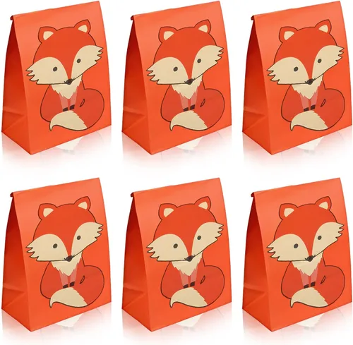 YYMYMGJ Paquete de 24 bolsas de regalo de Fox para fiesta de cumpleaños, suministros de decoración de baby shower