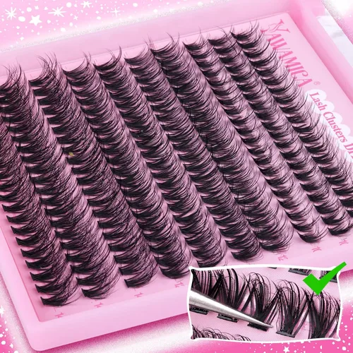 Miniatura 6 de Yawamica Extensiones de pestañas en racimo Wispy Naturales, Extensiones de pestañas individuales, 10-14mm, racimos de pestañas esponjosas, CC