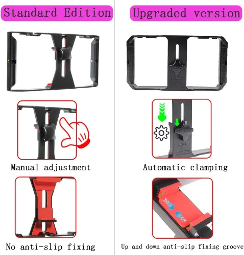 Miniatura 6 de FocusFoto PRO U-Rig - Soporte estabilizador para cámara de video para teléfono inteligente, agarre estabilizador con micrófono mejorado por-MM1+