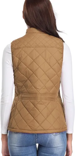 Miniatura 7 de Fuinloth - Chaleco acolchado para mujer, diseño de cuello alto, ligero, con cierre