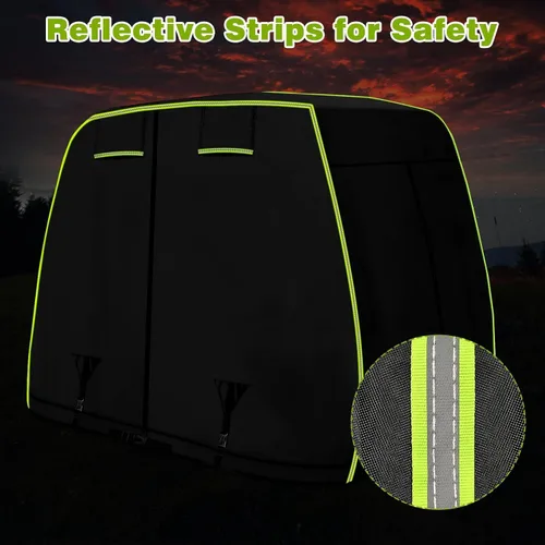 Miniatura 7 de Funda para carrito de golf de 2/4 pasajeros para EZGO, Club Car, Yamaha con tiras reflectantes, protección para todo tipo de clima, impermeable, a