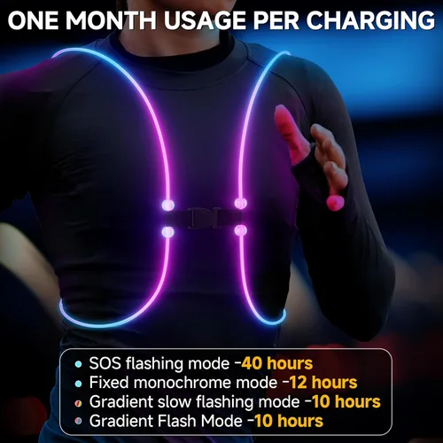 Miniatura 7 de Running Lights For Runners, Reflective Running Vest, Reflective Running Gear Walking Vest For Women, Night Running Gear, Light Up Running Vest