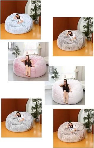 Miniatura 3 de NAZARR Puf para adultos (sin relleno), silla de puf gigante, sillas de puf grandes, funda para silla puff grande, silla puff para adultos de 5 pies