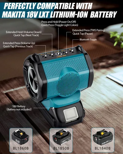 Miniatura 2 de Taingwei Altavoz Bluetooth para batería Makita LXT de 18 V, altavoz pequeño inalámbrico de 30 W para lugares de trabajo, hogar y fiesta