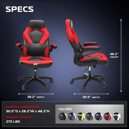 Miniatura 2 de RESPAWN 3085 Silla para juegos ergonómica para adultos, silla de oficina de respaldo alto con reposacabezas y brazos abatibles, asiento
