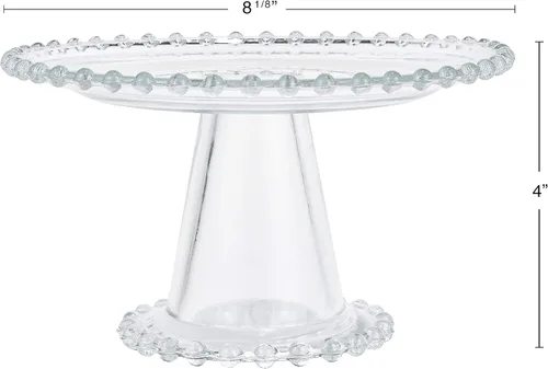 Miniatura 2 de Tarta de postre de pedestal con borde de cuentas de cristal de hasta 8 pulgadas para eventos especiales, eventos de boda, fiestas y decoración