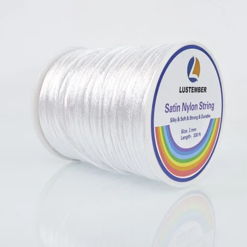 LUSTEMBER Cuerda de nailon satinado de 330 pies, cordón de nailon suave y duradero de 0.039 pulgadas para hacer joyas, pulseras, cuentas, collares,