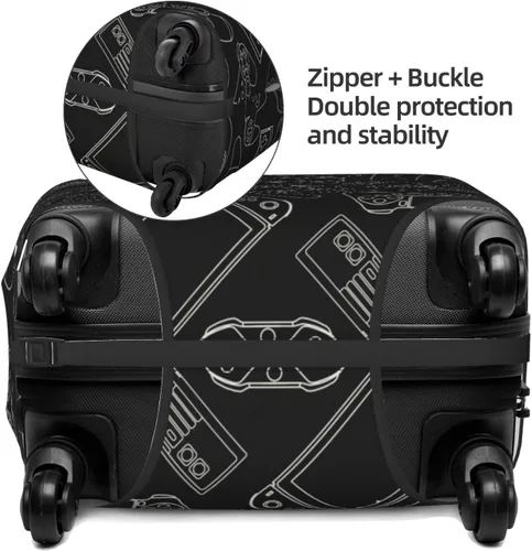Miniatura 5 de Lukbfall Fundas elásticas lavables para equipaje con patrón de controlador de videojuegos, protector de equipaje para maleta de viaje, funda
